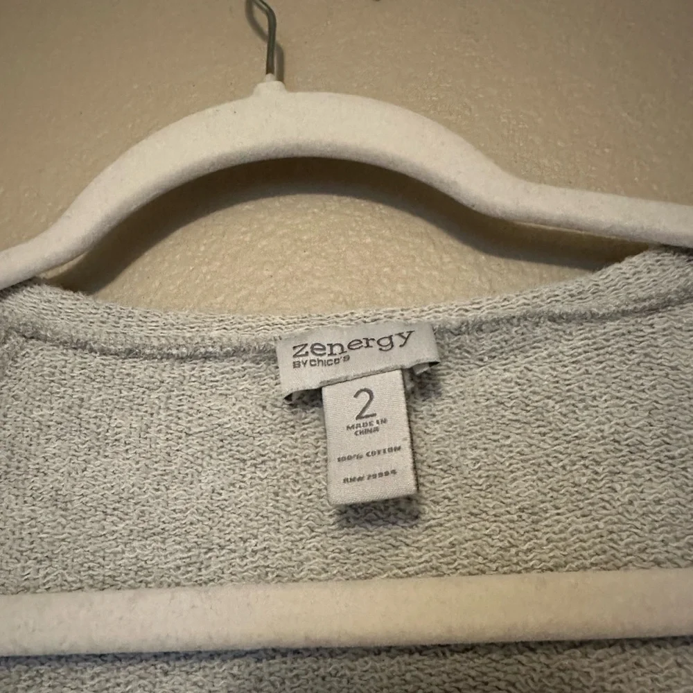 Zenergy by Chico's Gray Scoop Neck 3/4 Sleeve Sweatshirt